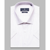 Белая приталенная рубашка в полоску с коротким рукавом-4