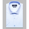 Голубая приталенная рубашка с коротким рукавом-4
