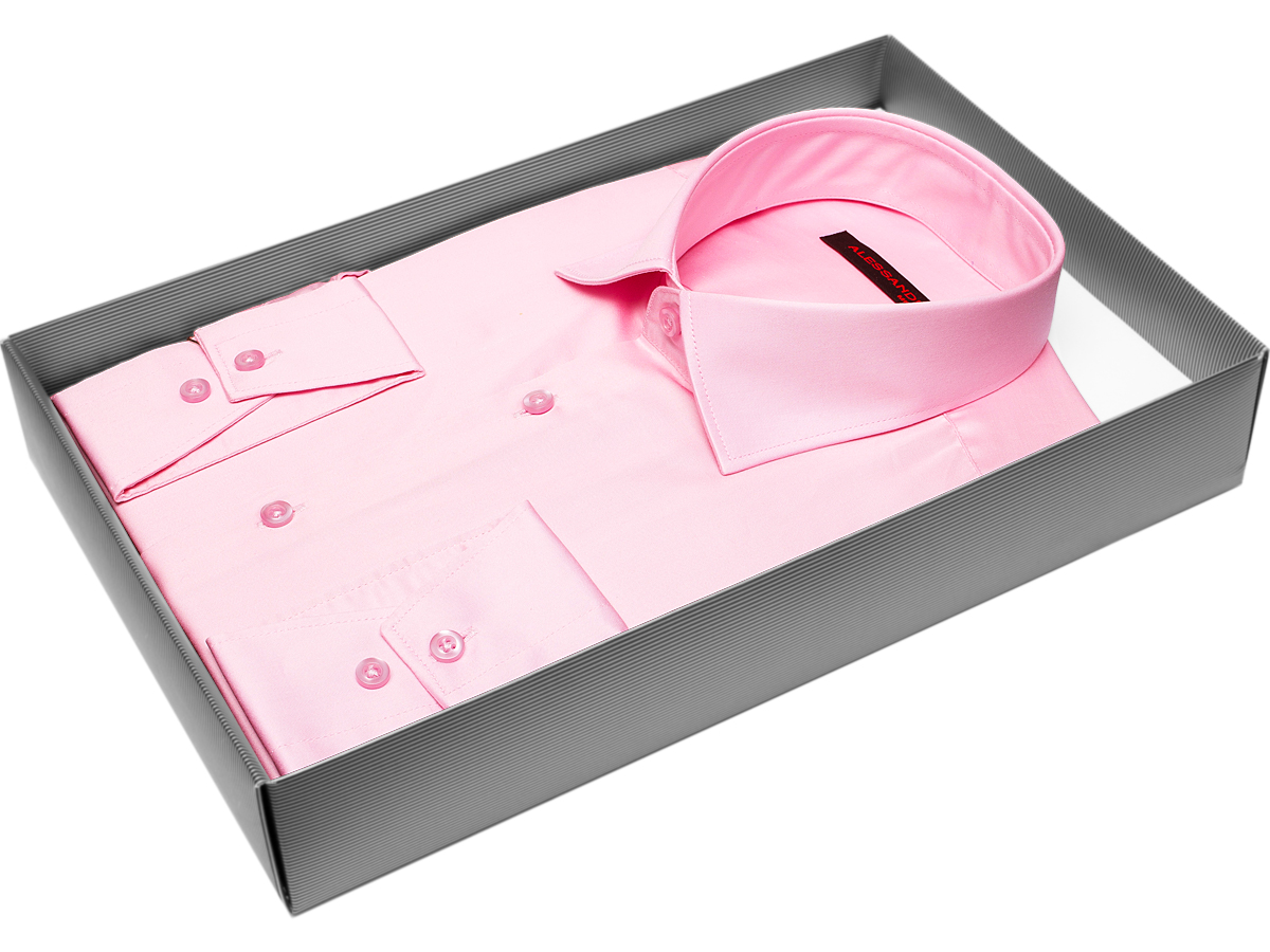 Розовая приталенная мужская рубашка Alessandro Milano Limited Edition 2075-40 с длинными рукавами купить в Москве недорого
