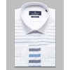 Белая комбинированная мужская рубашка в горизонтальную полоску с длинными рукавами-4