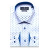 Голубая приталенная рубашка в огурчиках с длинным рукавом-3