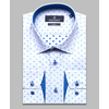 Голубая приталенная рубашка в огурчиках с длинным рукавом-4
