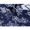 Темно-синяя приталенная рубашка в цветах с длинными рукавами-2