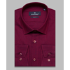Бордово-фиолетовая приталенная рубашка в клетку с длинными рукавами-4