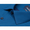 Бирюзово-синяя приталенная рубашка в клетку с длинными рукавами-2