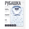Голубая приталенная рубашка в полоску и пальмах с длинными рукавами-4