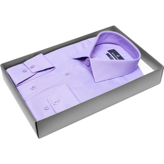 Мужская рубашка Poggino приталенный цвет сиреневый однотонный купить в Москве недорого