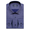 Темно-синяя приталенная рубашка в полоску с длинными рукавами-3