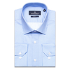 Голубая приталенная рубашка в узорах с длинными рукавами-3