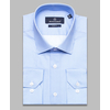 Голубая приталенная рубашка в узорах с длинными рукавами-4