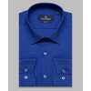 Синяя приталенная рубашка в узорах с длинным рукавом-4
