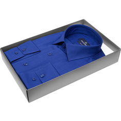 Мужская рубашка Poggino приталенный цвет синий с рисунком купить в Москве недорого