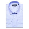 Голубая приталенная рубашка в горошек с длинными рукавами-3