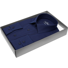 Мужская рубашка Poggino приталенный цвет темно синий в полоску купить в Москве недорого