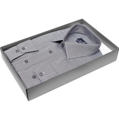 Мужская рубашка Poggino приталенный цвет темно серый в клетку купить в Москве недорого