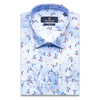 Голубая мужская рубашка в цветах с длинными рукавами-3