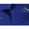 Темно-синяя приталенная рубашка в полоску с коротким рукавом-2