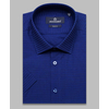 Темно-синяя приталенная рубашка в полоску с коротким рукавом-4