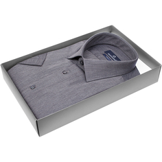 Мужская рубашка Poggino приталенный цвет темно серый однотонный купить в Москве недорого