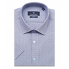 Светло-синяя приталенная рубашка меланж с короткими рукавами-3