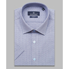 Светло-синяя приталенная рубашка меланж с короткими рукавами-4