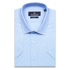 Голубая приталенная рубашка с коротким рукавом-3