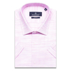 Бледно-розовая приталенная рубашка меланж с коротким рукавом-3