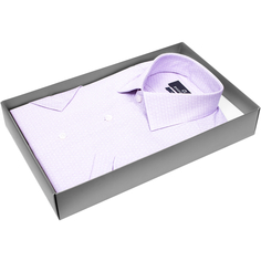 Мужская рубашка Poggino приталенный цвет сиреневый меланж купить в Москве недорого