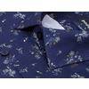 Темно-синяя приталенная мужская рубашка в цветочек с длинными рукавами-2