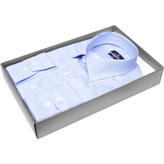Мужская рубашка Poggino приталенный цвет голубой в полоску купить в Москве недорого
