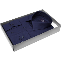 Мужская рубашка Poggino приталенный цвет темно синий однотонный купить в Москве недорого