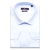 Голубая приталенная рубашка в полоску с длинными рукавами-3