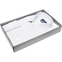 Мужская рубашка Poggino приталенный цвет светло-серый в полоску купить в Москве недорого