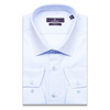 Голубая приталенная рубашка в ромбах с длинными рукавами-3