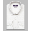 Байковая светло-серая приталенная мужская рубашка меланж с длинным рукавом-4
