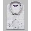 Байковая серая приталенная мужская рубашка меланж с длинным рукавом-4