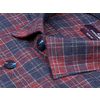 Бордовая байковая приталенная мужская рубашка в клетку с длинными рукавами-2