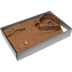 Мужская рубашка Poggino приталенный цвет коричневый меланж купить в Москве недорого