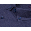 Байковая темно-синяя приталенная мужская рубашка меланж с длинным рукавом-2