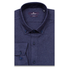 Байковая темно-синяя приталенная мужская рубашка меланж с длинным рукавом-3