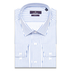Белая приталенная мужская рубашка в полоску с длинными рукавами-3