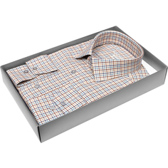 Мужская рубашка Alessandro Milano Limited Edition приталенный цвет бежевый в клетку купить в Москве недорого