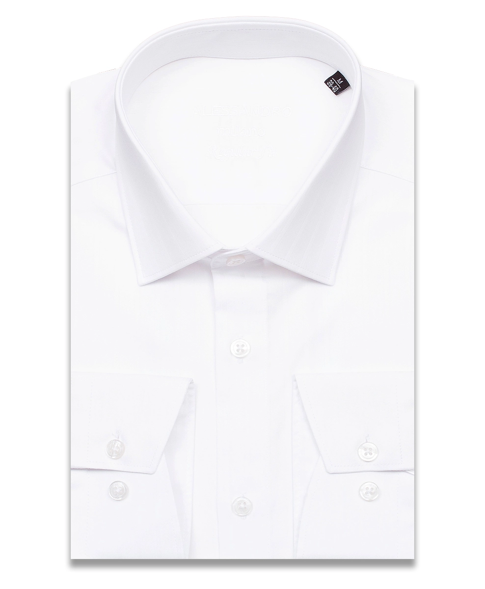 Белая мужская рубашка Alessandro Milano 3210-10R в полоску с длинными рукавами