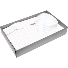 Мужская рубашка Alessandro Milano прямой цвет белый в полоску купить в Москве недорого