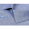 Байковая синяя приталенная рубашка меланж с длинными рукавами-2