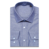 Байковая синяя приталенная рубашка меланж с длинными рукавами-3
