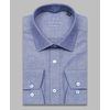 Байковая синяя приталенная рубашка меланж с длинными рукавами-4