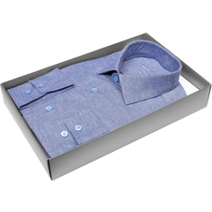 Мужская рубашка Alessandro Milano Limited Edition приталенный цвет синий меланж купить в Москве недорого