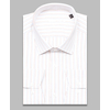 Белая приталенная мужская рубашка в полоску с длинными рукавами-4