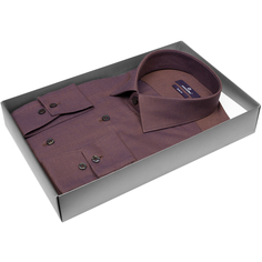 Мужская рубашка Poggino приталенный цвет коричневый однотонный купить в Москве недорого
